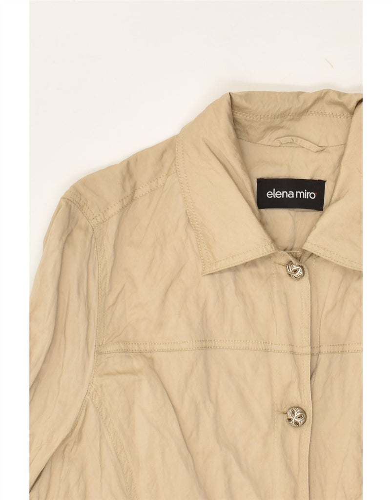 ELENA MIRO Womens Bomber Jacket UK 14 Medium Beige Acetate | Vintage ELENA MIRO | Thrift | Second-Hand ELENA MIRO | Used Clothing | Messina Hembry 