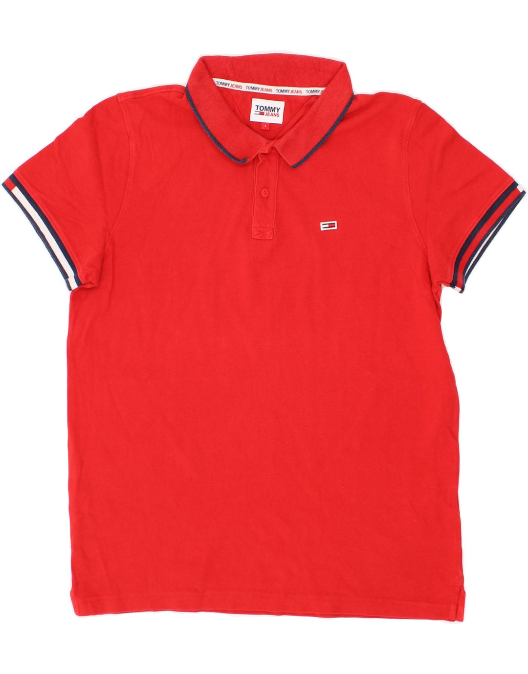 TOMMY HILFIGER Mens Polo Shirt Large Red Cotton Vintage Tommy Hilfiger and Second-Hand Tommy Hilfiger from Messina Hembry 