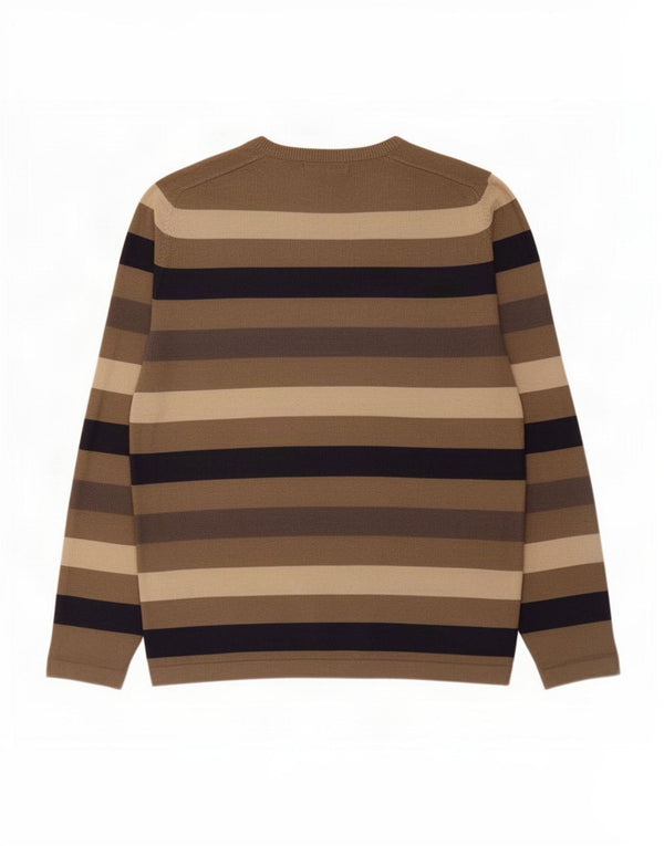 Marks & Spencer Mens Autograph Crew Neck Jumper Sweater Small Khaki Striped
