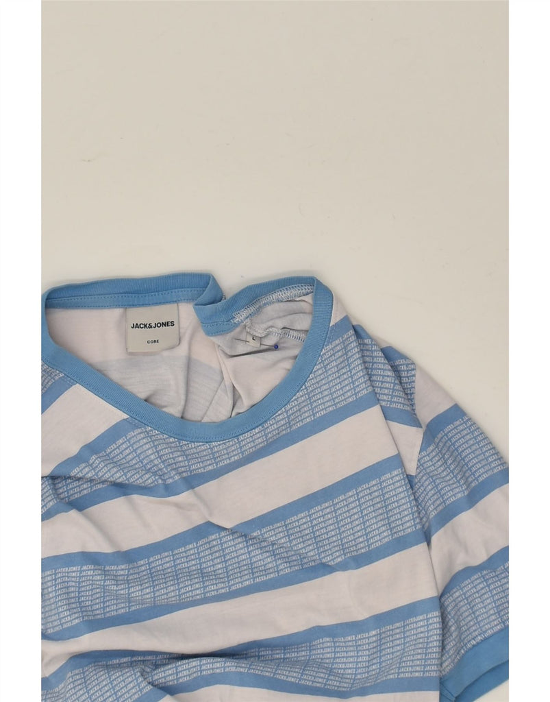 JACK & JONES Mens T-Shirt Top Large Blue Striped Cotton | Vintage Jack & Jones | Thrift | Second-Hand Jack & Jones | Used Clothing | Messina Hembry 