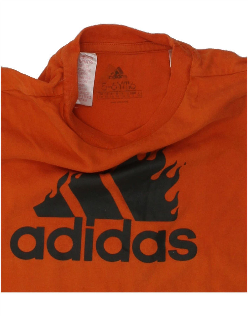 ADIDAS Boys Graphic T-Shirt Top 5-6 Years Orange Cotton | Vintage Adidas | Thrift | Second-Hand Adidas | Used Clothing | Messina Hembry 