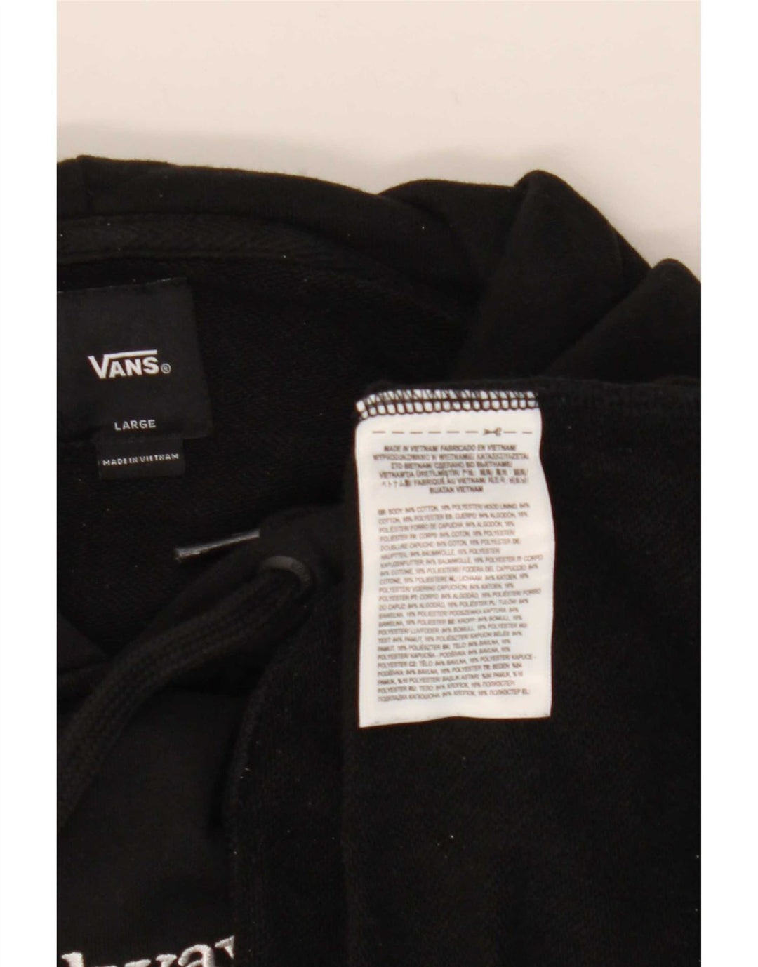 Vans Mens Graphic Hoodie Jumper Large Black Cotton