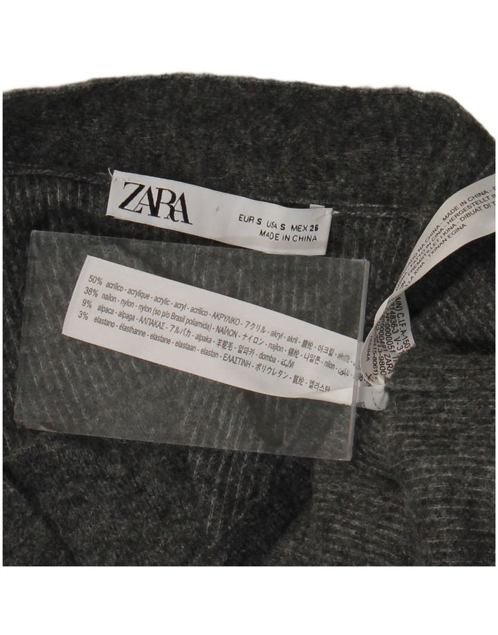 ZARA Womens Loose Fit Longline Cardigan Sweater UK 10 Small Grey Acrylic
