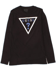 GUESS Mens Graphic Top Long Sleeve Small Black Cotton