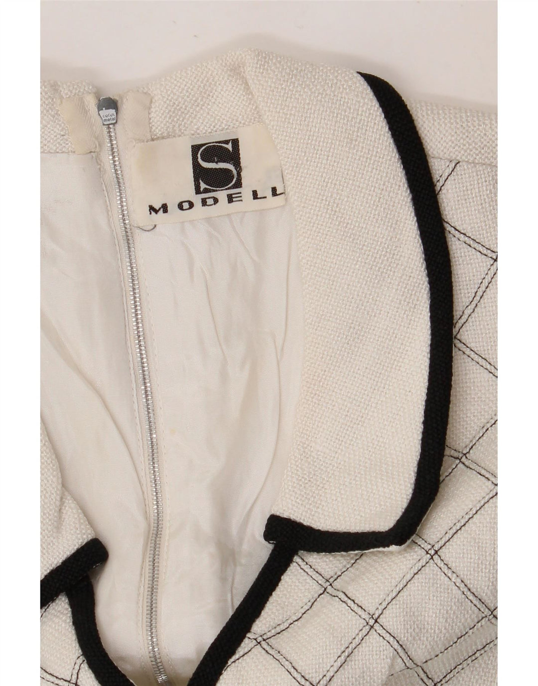 VINTAGE Womens Sleeveless A-Line Dress UK 8 Small White Check