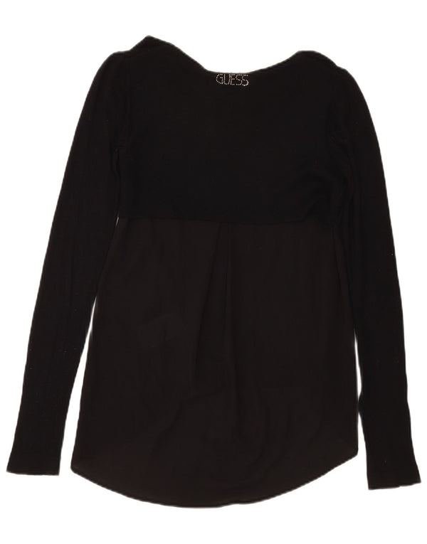 Guess Womens Long Sleeve Blouse Top UK 6 XS Black Viscose
