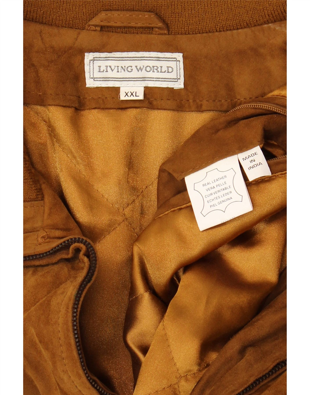 Living World Mens Suede Jacket UK 44 2XL Brown Leather
