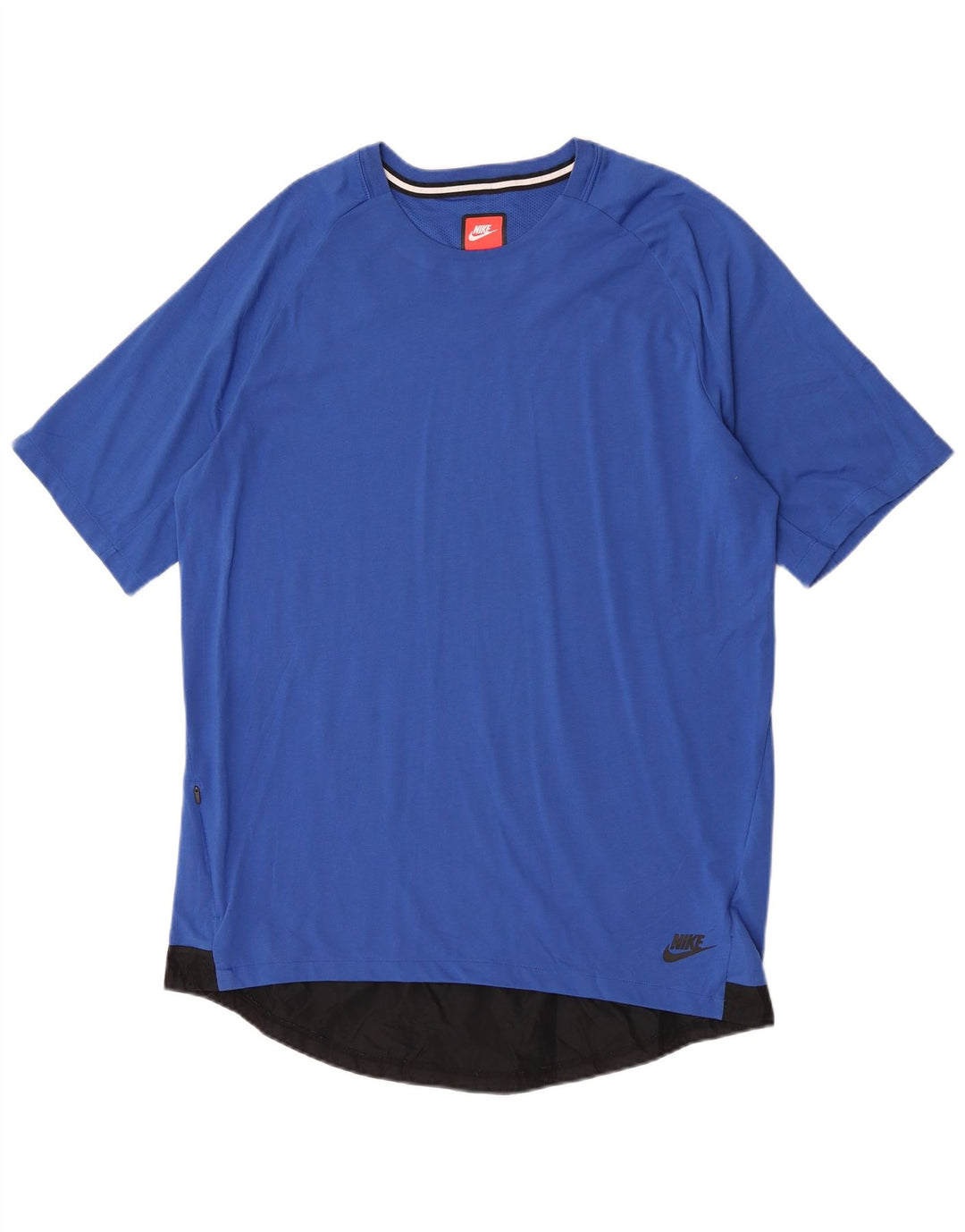 Nike Mens T-Shirt Top Large Blue Colourblock Polyester