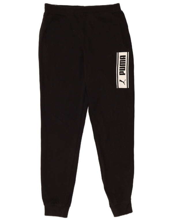 PUMA Mens Graphic Tracksuit Trousers Joggers Medium  Black Cotton