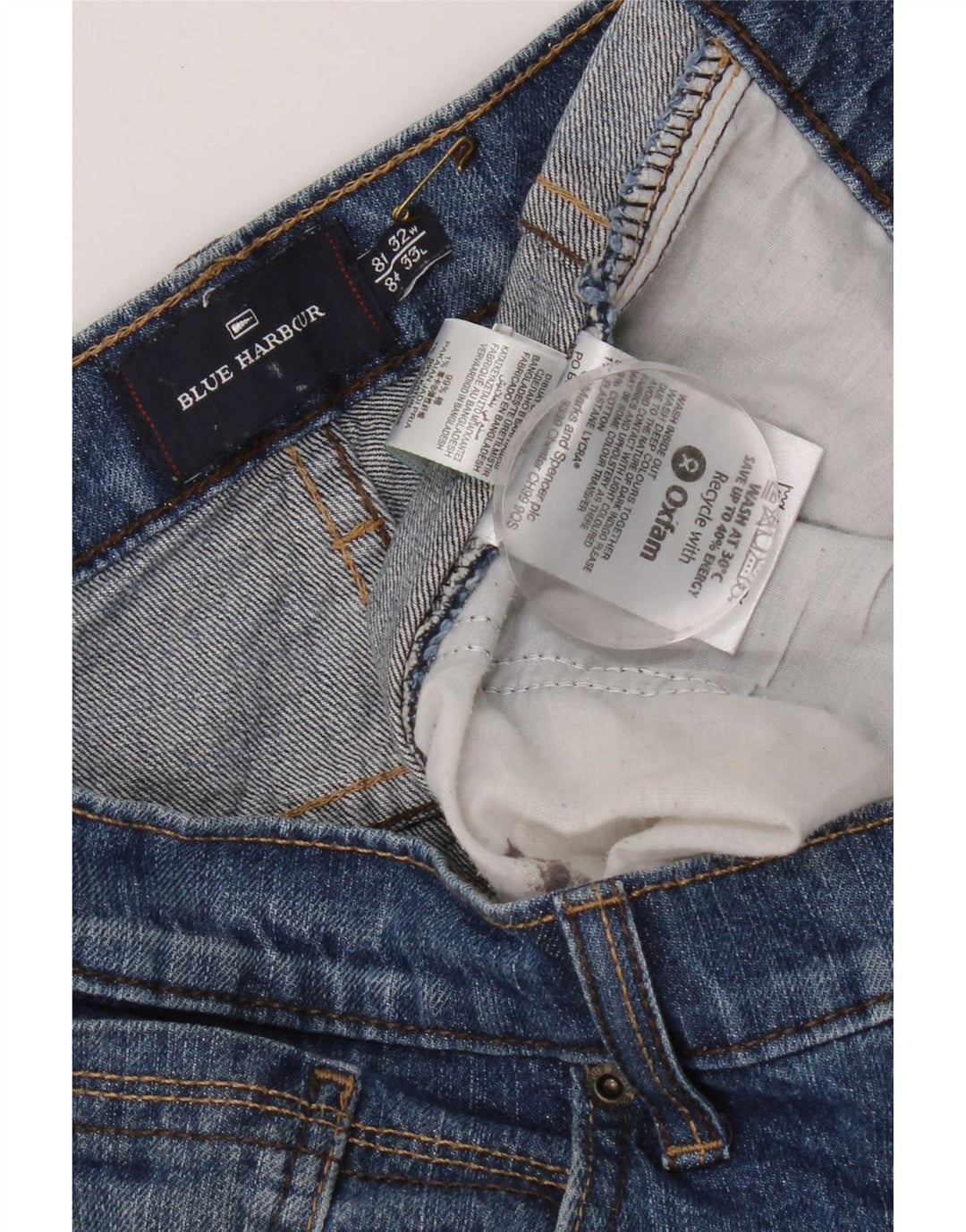 Marks & Spencer Mens Blue Harbour Straight Jeans W32 L33 Blue Cotton