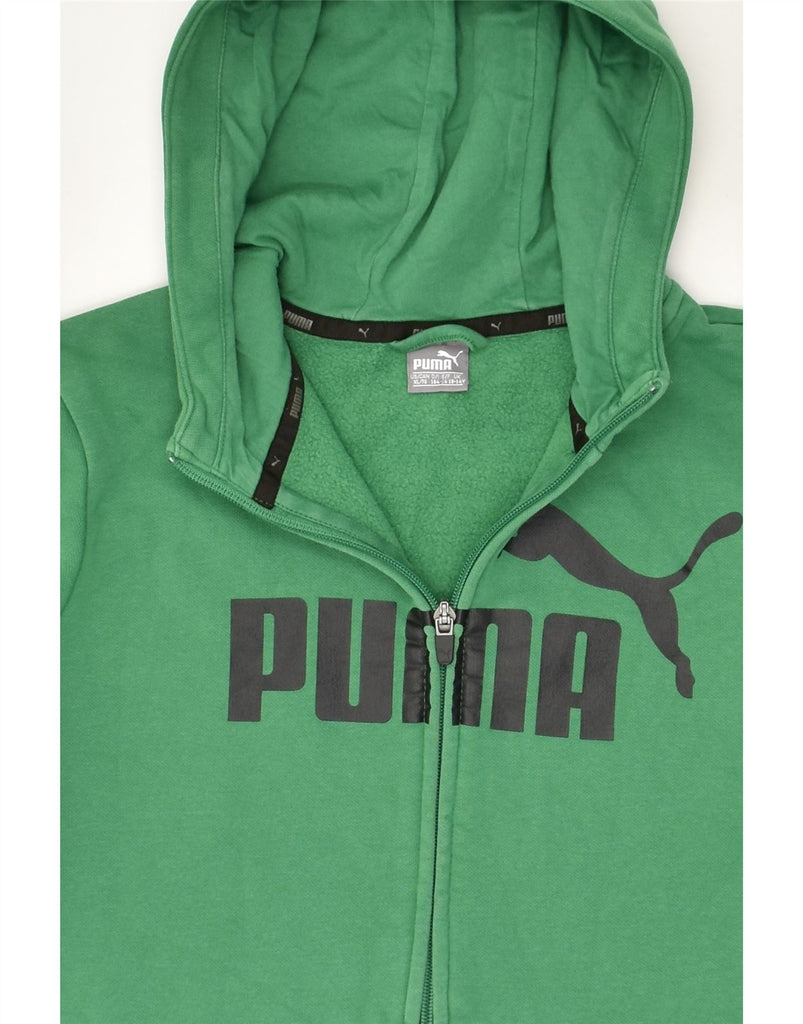 PUMA Boys Graphic Zip Hoodie Sweater 13-14 Years Green Cotton | Vintage Puma | Thrift | Second-Hand Puma | Used Clothing | Messina Hembry 