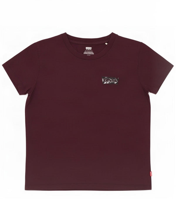 Levi's Womens T-Shirt Top UK 10 Small Burgundy Cotton