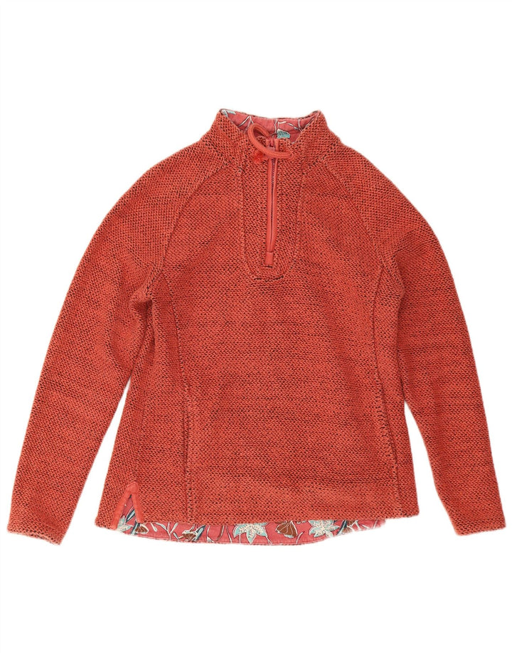 Weird Fish Womens Oversized Zip Neck Sweatshirt Jumper UK 10 Small Orange