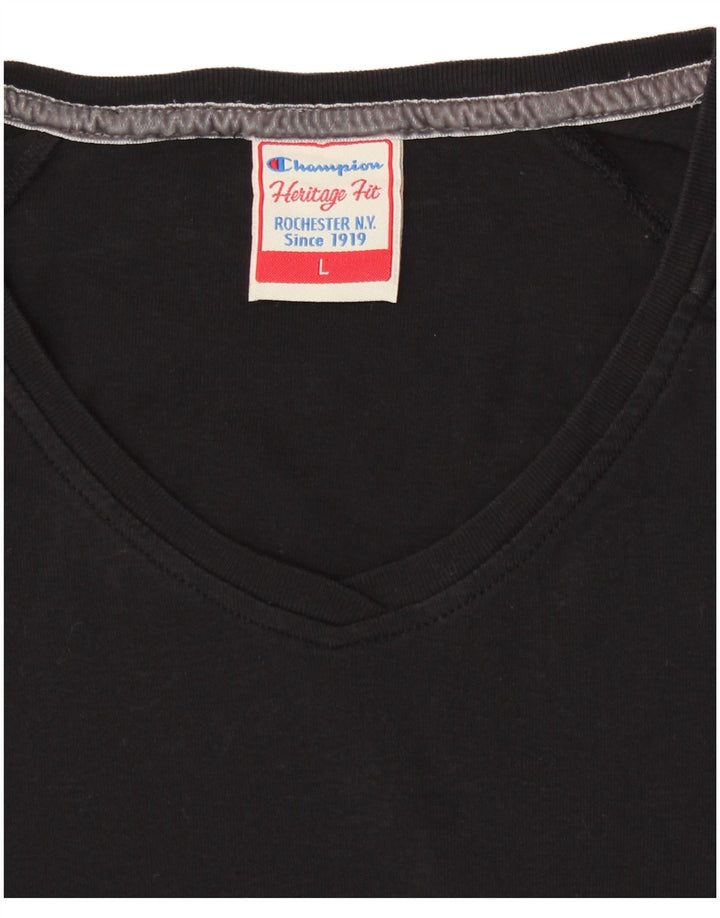 CHAMPION Womens Heritage Fit Top Long Sleeve UK 14 Large Black