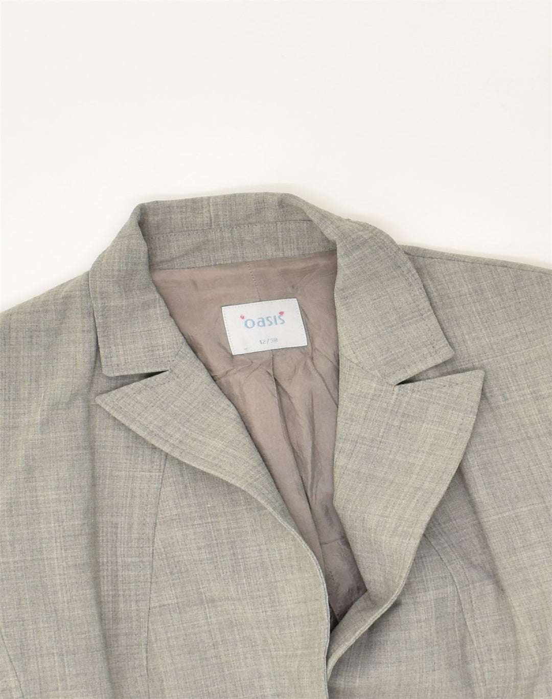 OASIS Womens 2 Button Blazer Jacket UK 12 Medium  Grey Polyester | Vintage Oasis | Thrift | Second-Hand Oasis | Used Clothing | Messina Hembry 
