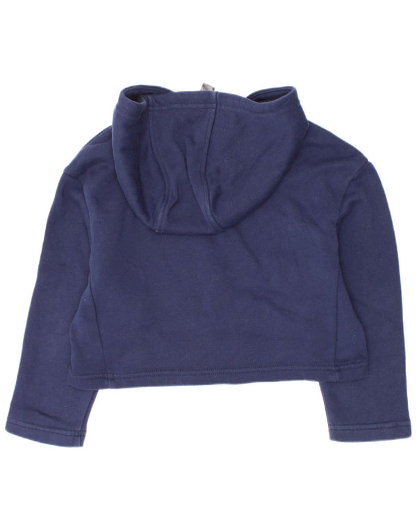 Adidas Girls Crop Graphic Hoodie Jumper 5-6 Years Navy Blue Cotton