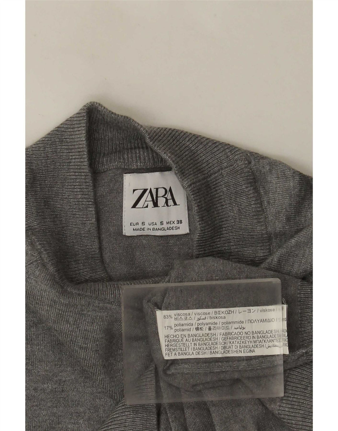 Zara Mens Turtle Neck Jumper Sweater Small Grey Viscose