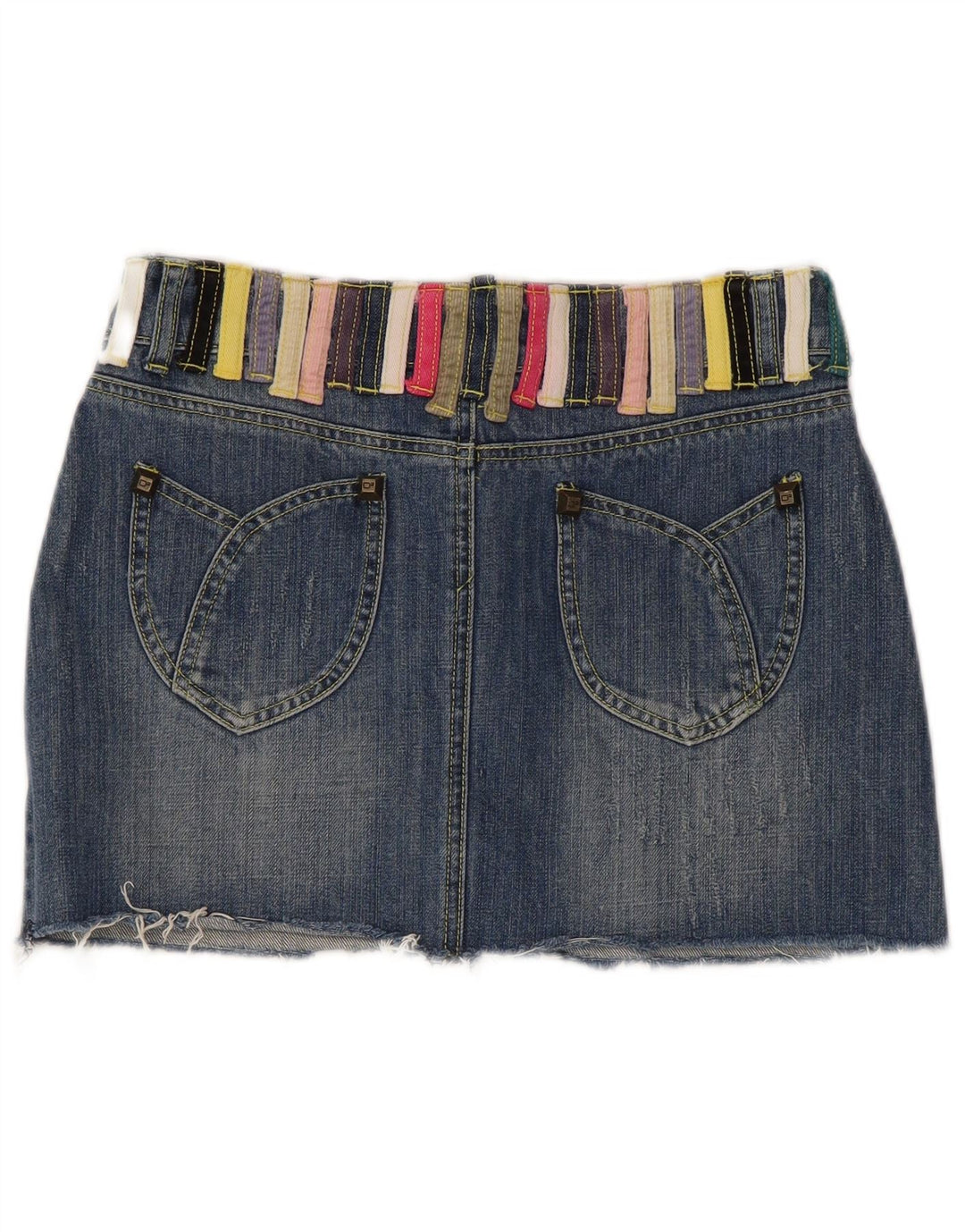 Dsquared2 Womens Mini Denim Skirt IT 42 Medium W30 Blue Colourblock Cotton