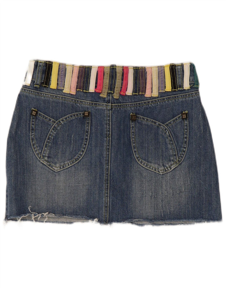 Dsquared2 Womens Mini Denim Skirt IT 42 Medium W30 Blue Colourblock Cotton