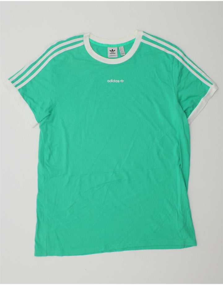 Adidas Womens T-Shirt Top UK 16 Large Turquoise Cotton