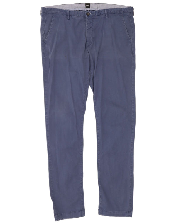 Hugo Boss Mens Skinny Chino Trousers W38 L34 Blue Cotton