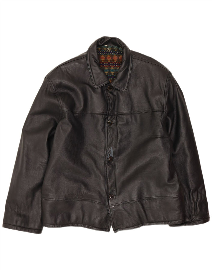 Vintage Mens Leather Jacket UK 40 Large Black