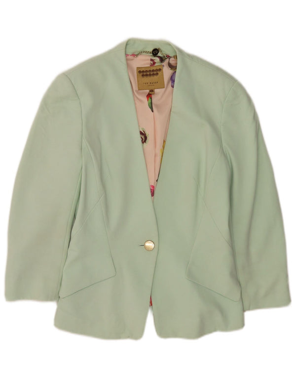 Ted Baker Womens 1 Button Blazer Jacket UK 6 XS Green Viscose