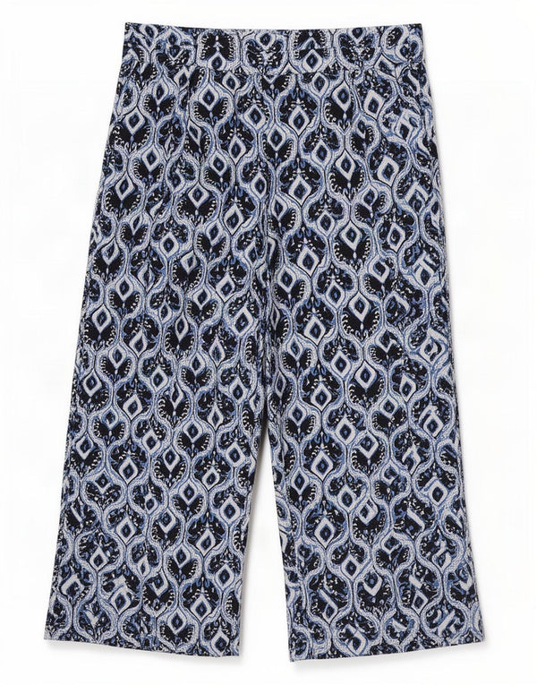Marks & Spencer Womens High Waist Capri Trousers UK 12 Medium W32 L20 Blue