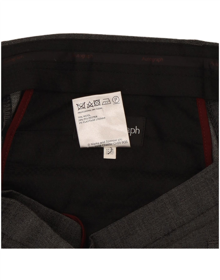 Marks & Spencer Mens Autograph Straight Suit Trousers W34 L33 Grey Wool
