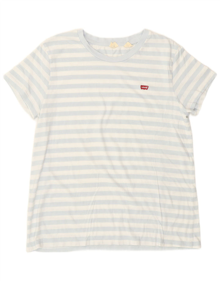 Levi's Womens T-Shirt Top UK 14 Large Blue Striped