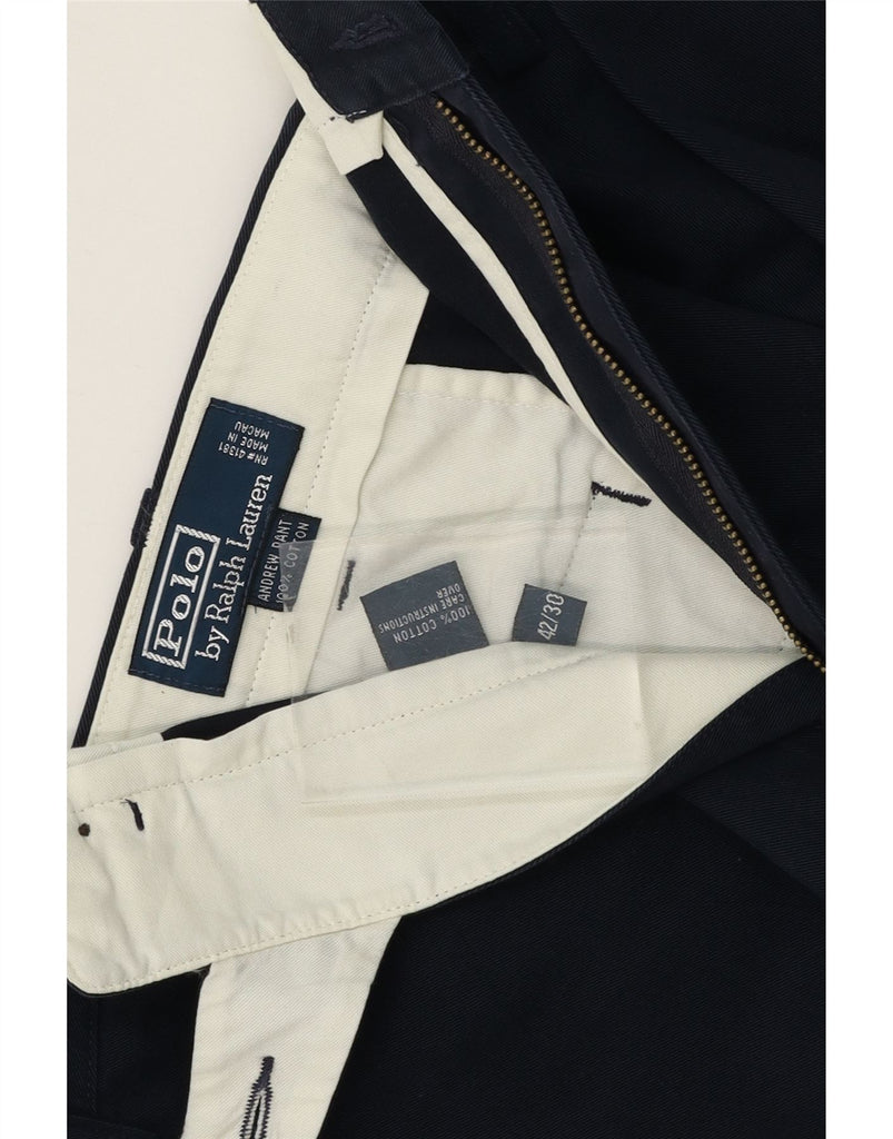 POLO RALPH LAUREN Mens Pegged Chino Trousers W42 L30 Navy Blue Cotton Vintage Polo Ralph Lauren and Second-Hand Polo Ralph Lauren from Messina Hembry 