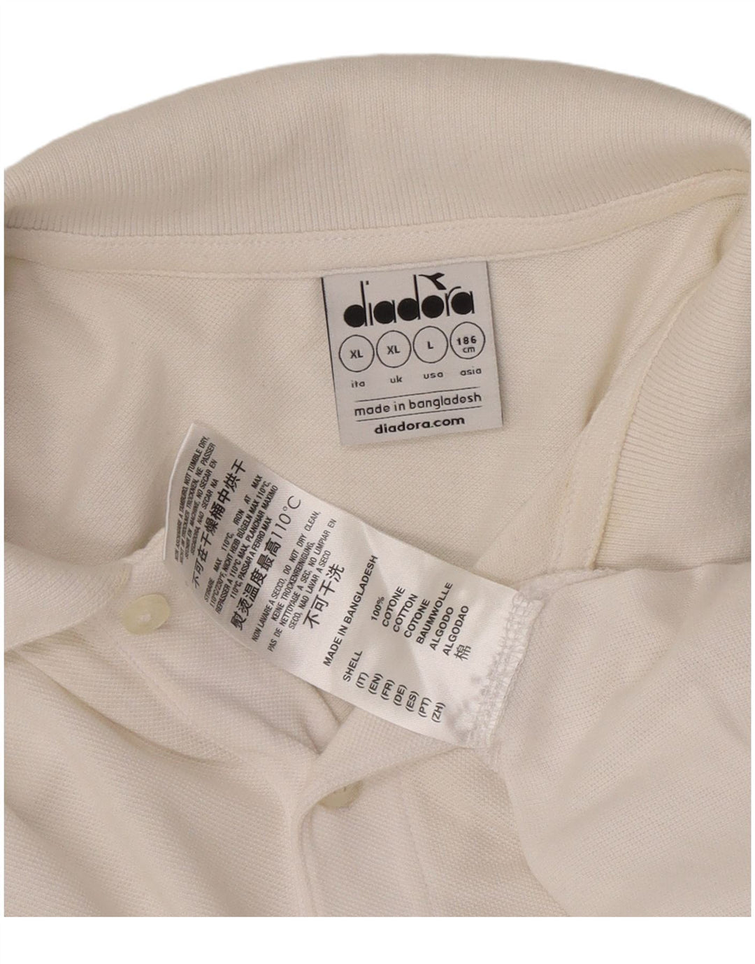 Diadora Mens Polo Shirt XL White Cotton