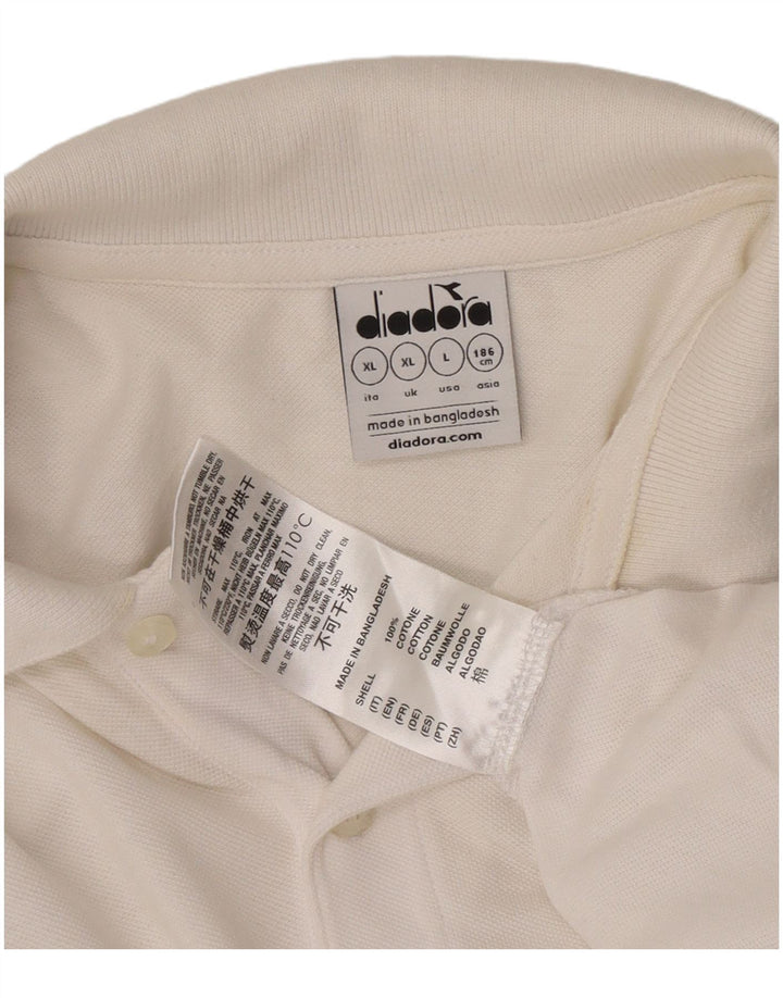 Diadora Mens Polo Shirt XL White Cotton