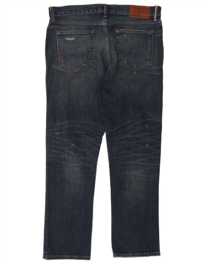 Tommy Hilfiger Mens Distressed Straight Jeans W34 L30 Blue Cotton