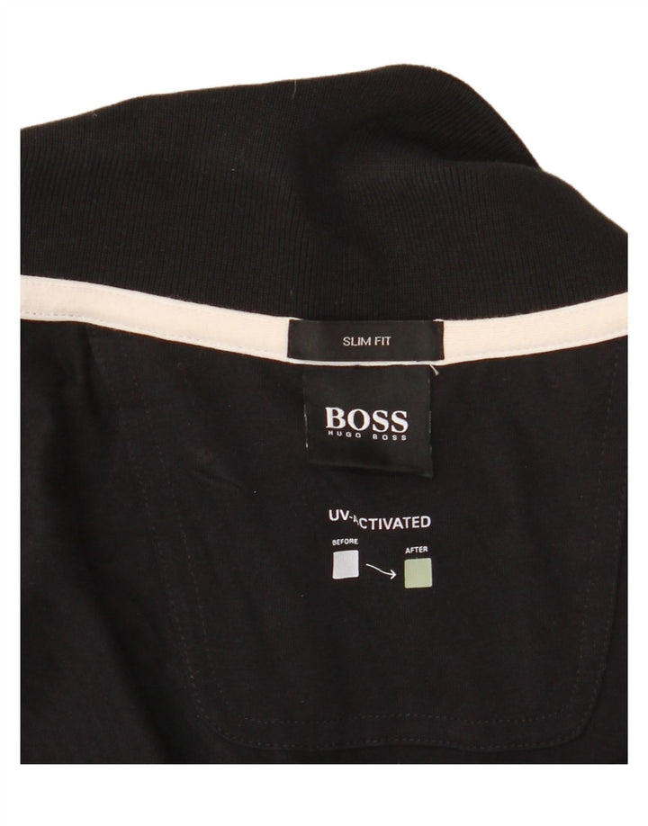 HUGO BOSS Mens Graphic Slim Fit Polo Shirt 2XL Black Cotton