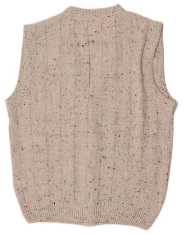 Roger Kent Mens Sleeveless Cardigan Sweater EU 50 Medium White Flecked