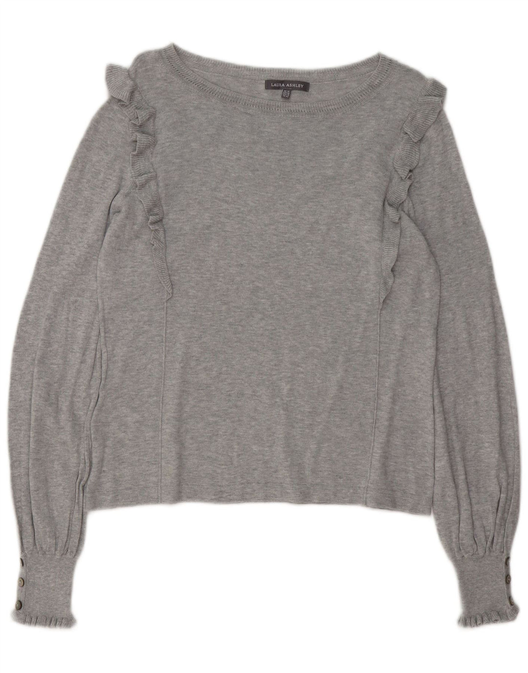 LAURA ASHLEY Womens Boat Neck Jumper Sweater UK 14 Large Grey Cotton