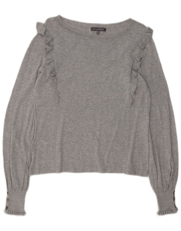 LAURA ASHLEY Womens Boat Neck Jumper Sweater UK 14 Large Grey Cotton