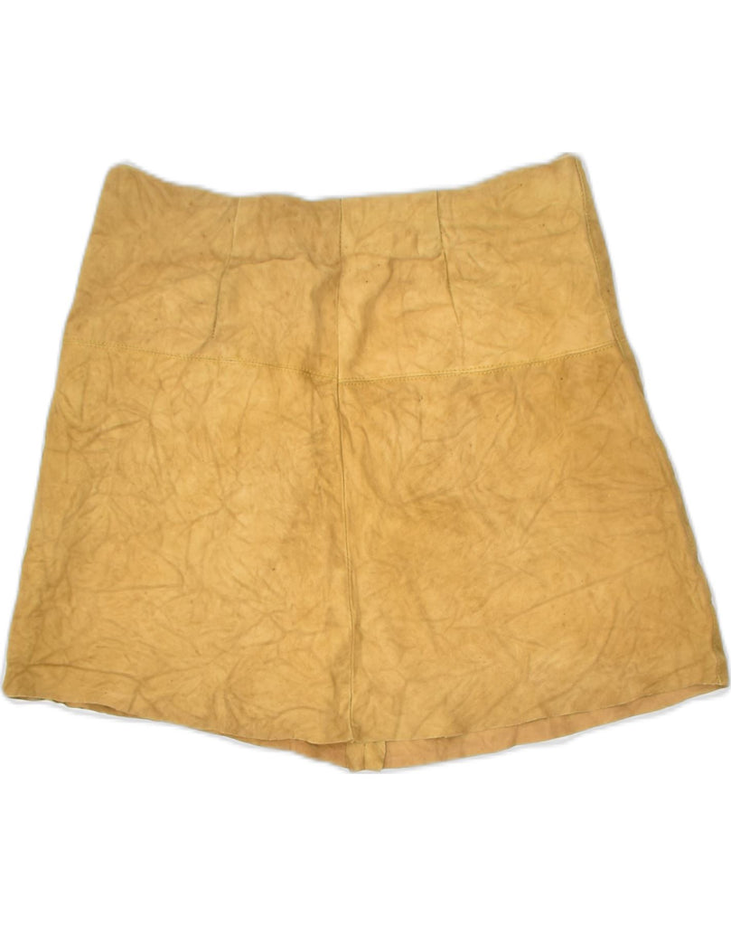 VINTAGE Womens Suede Mini Skirt W28 Medium Beige Leather | Vintage | Thrift | Second-Hand | Used Clothing | Messina Hembry 