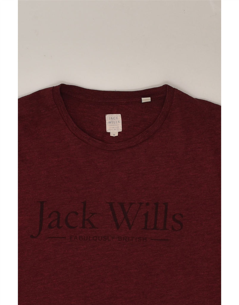 JACK WILLS Mens Graphic T-Shirt Top Medium Burgundy Cotton | Vintage Jack Wills | Thrift | Second-Hand Jack Wills | Used Clothing | Messina Hembry 