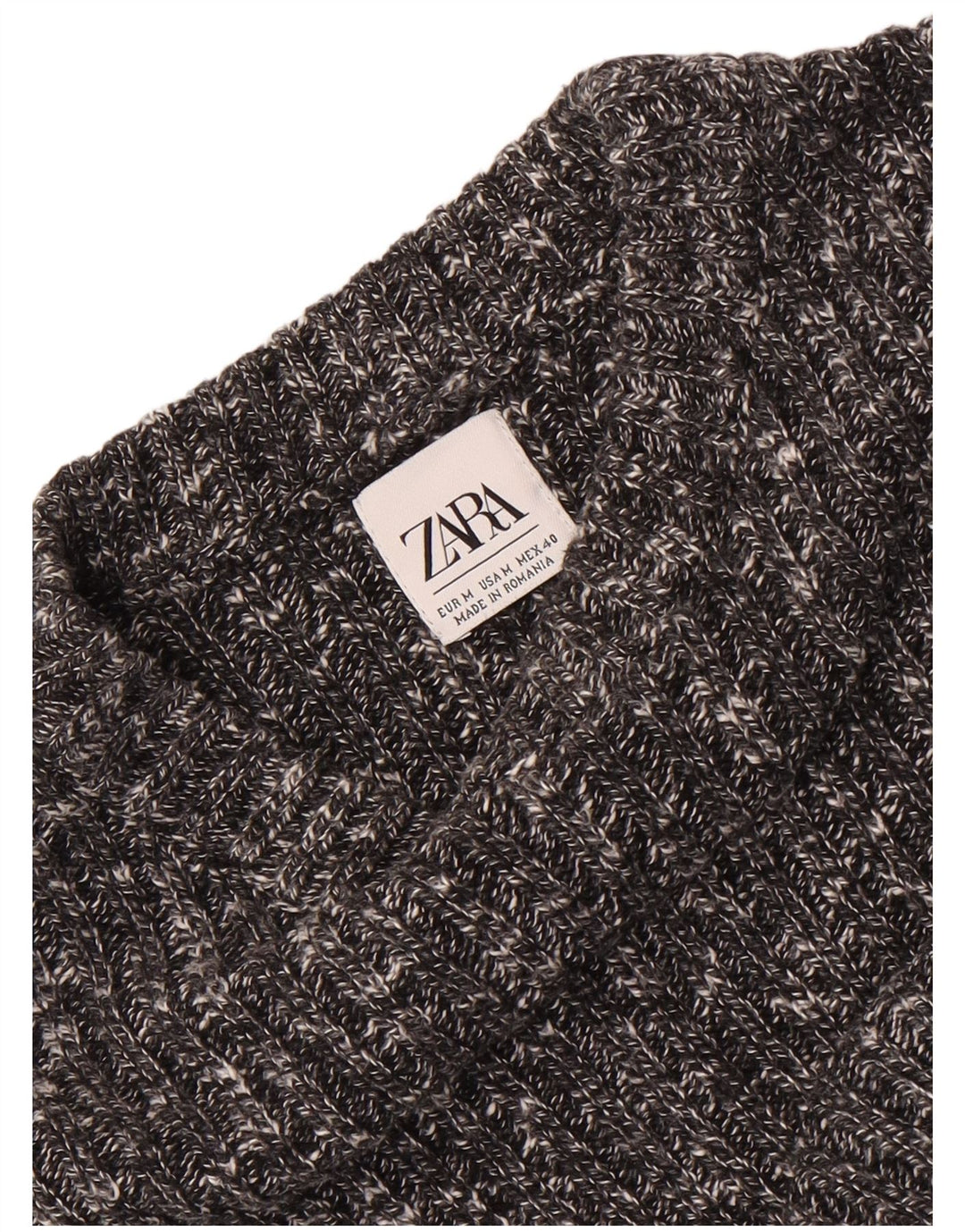 Zara Mens Crew Neck Jumper Sweater Medium Grey Flecked