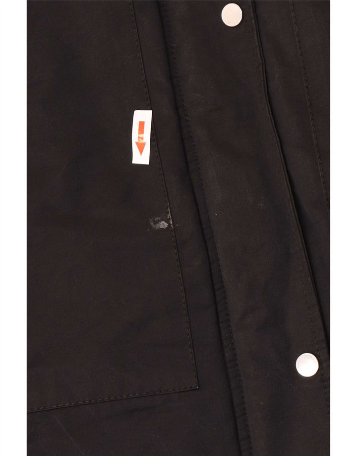 Zara Womens Hooded Parka Jacket UK 14 Medium Black Cotton