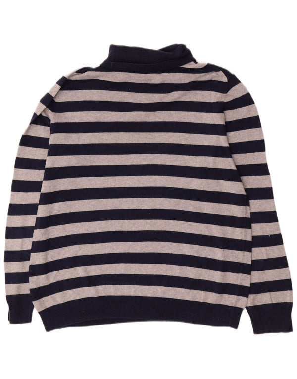 Crew Clothing Womens Roll Neck Jumper Sweater UK 16 Large Navy Blue Striped