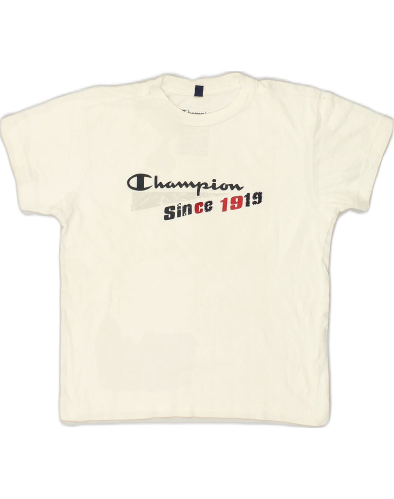 CHAMPION Boys Graphic T-Shirt Top 7-8 Years Small White | Vintage Champion | Thrift | Second-Hand Champion | Used Clothing | Messina Hembry 