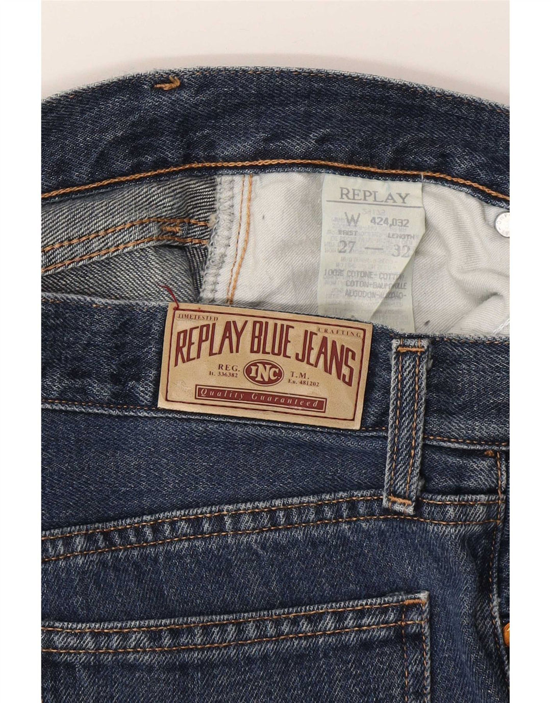 Replay Womens Straight Jeans W27 L32 Blue Cotton