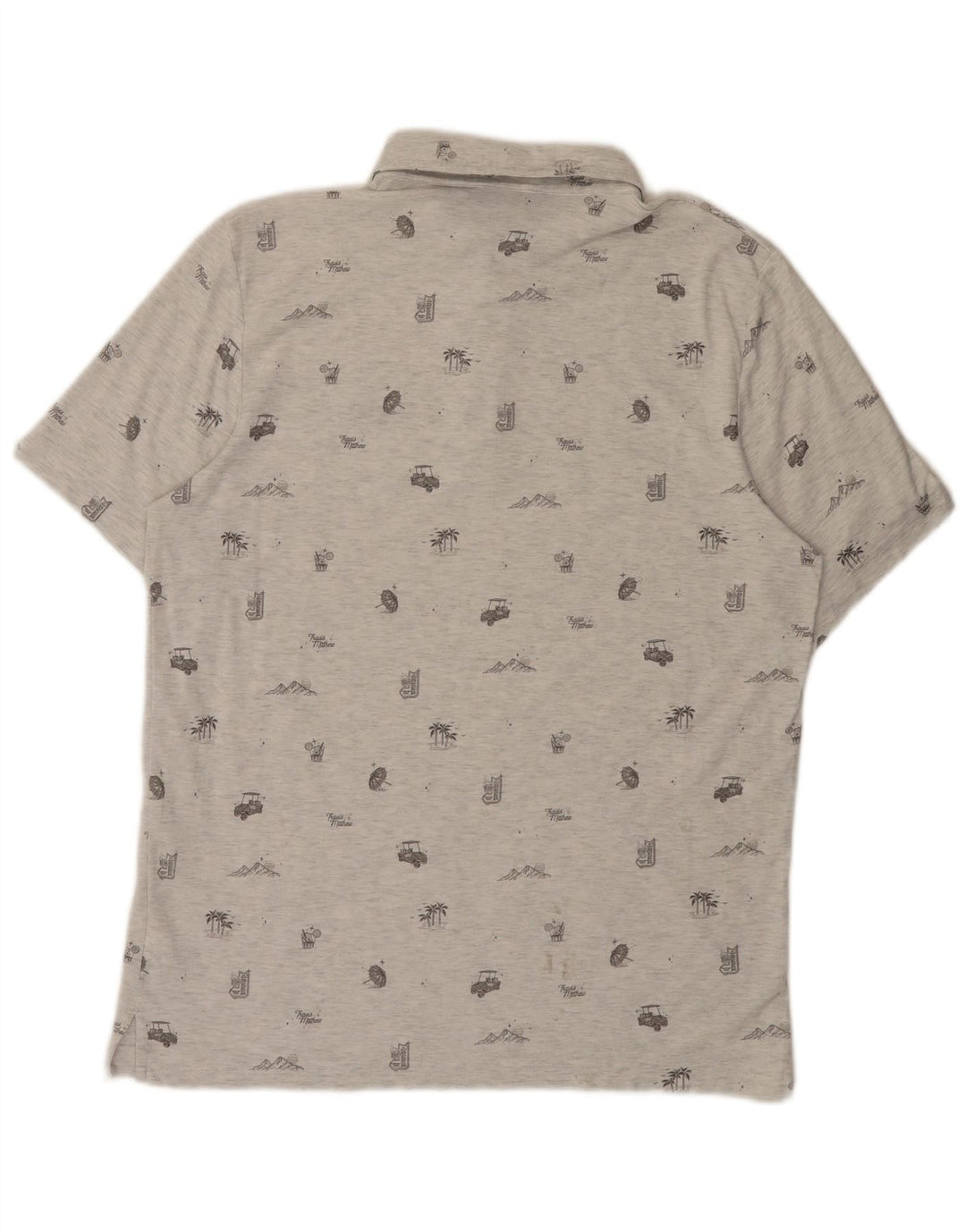 Travis Mathew Mens Abstract Pattern Polo Shirt Large Grey Cotton