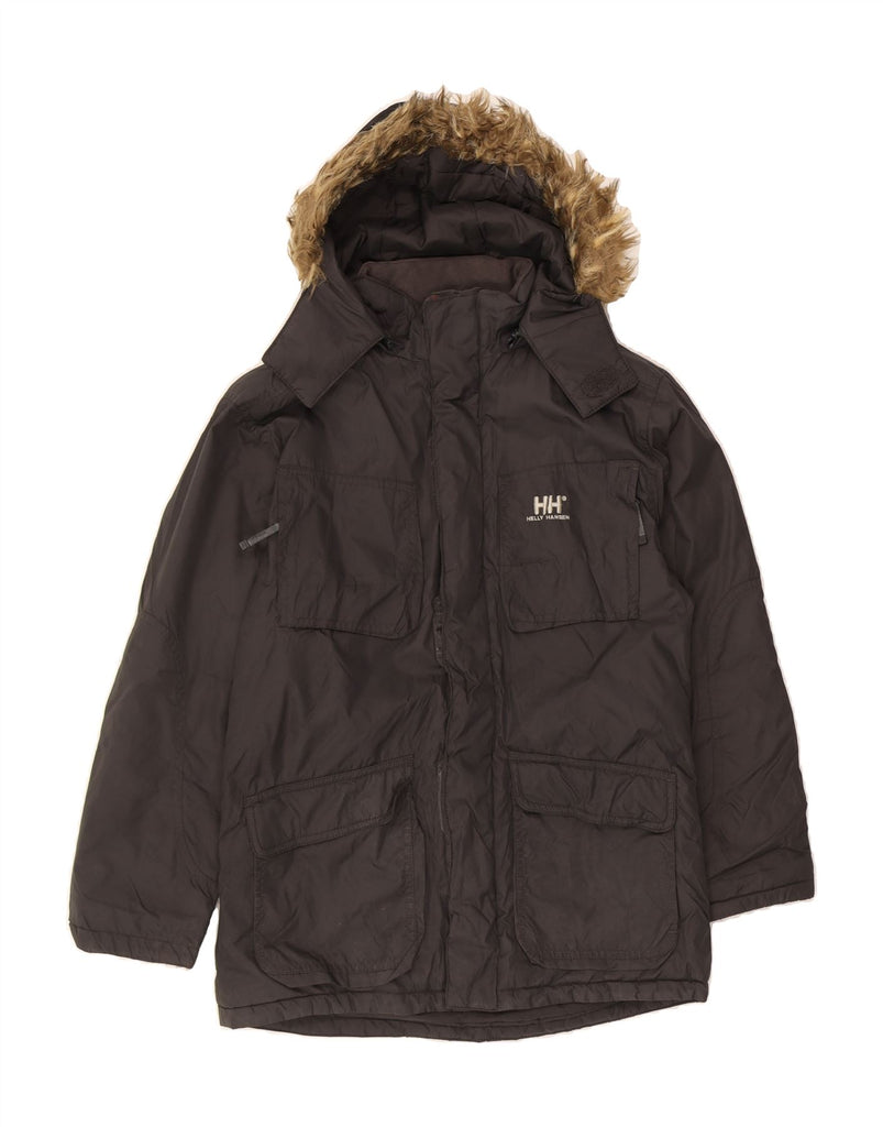 HELLY HANSEN Boys Hooded Windbreaker Coat 11-12 Years Black Nylon Vintage Helly Hansen and Second-Hand Helly Hansen from Messina Hembry 