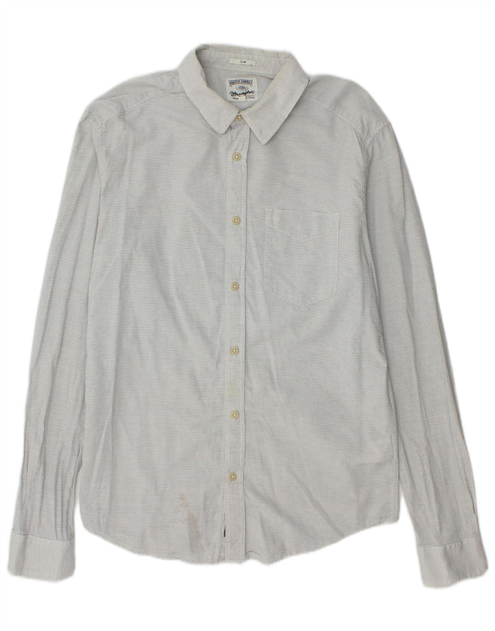 Wrangler Mens Slim Shirt Medium Grey Pinstripe Cotton