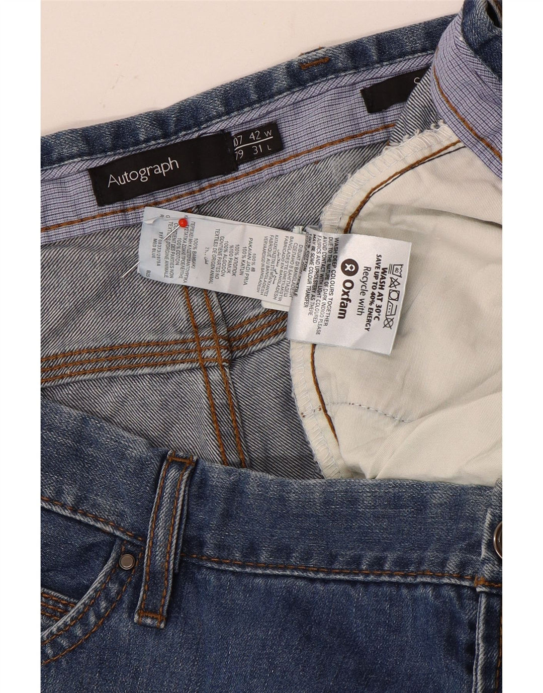 Marks & Spencer Mens Autograph Straight Jeans W42 L27 Blue Cotton