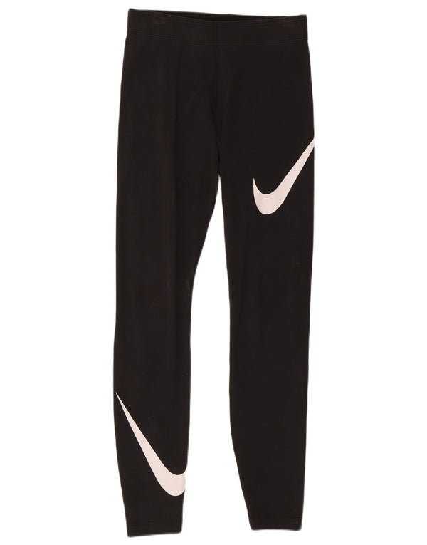 Nike Womens Graphic Leggings UK 8 Small Black Cotton